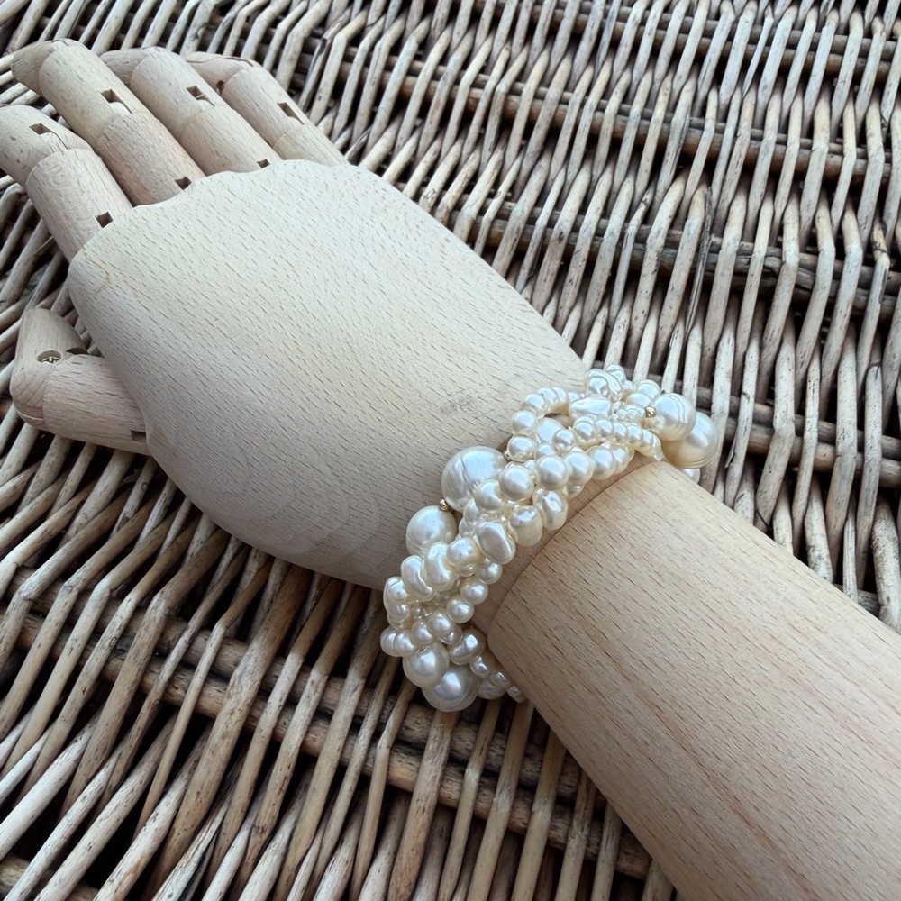J.Crew pearl 4 Strands Natural White Cultured Freshwater Baroque Pearl Bracelet